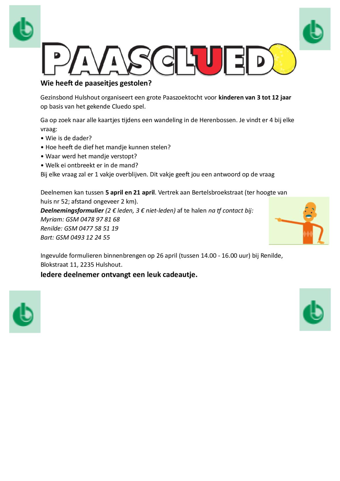 Paascluedo voor kinderen. Iedereen ontvangt een cadeautje!